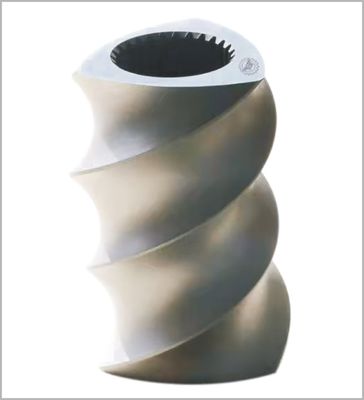 Drie gevlogen tweeling extruder machine schroeven metalen kleur hoge scheer uniformiteit extruder schroef element
