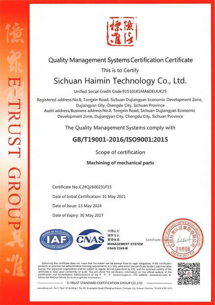 China Sichuan Haimin Technology Co., Ltd certificaten